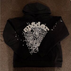 Black Hoodie with Spider Web Design
